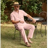 image:imageCOOFANDY Mens 2 Pieces Cotton Linen Set Casual Short Sleeve Henley Shirts Beach Yoga Pants Summer OutfitsPink