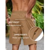 image:imageCOOFANDY Mens 9 Casual Shorts with Zipper Pocket Elastic Waist Drawstring Chinos Short Summer Lightweight Cotton ShortsLight Brown