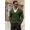 image:imageCOOFANDY Mens Cardigan Sweater Cable Knit V Neck Button up Sweaters Ribbed Cardigan Sweater with PocketsArmy Green