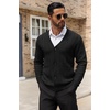 image:imageCOOFANDY Mens Cardigan Sweater Cable Knit V Neck Button up Sweaters Ribbed Cardigan Sweater with PocketsBlack