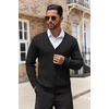 image:imageCOOFANDY Mens Cardigan Sweater Cable Knit V Neck Button up Sweaters Ribbed Cardigan Sweater with PocketsBlack
