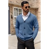 image:imageCOOFANDY Mens Cardigan Sweater Cable Knit V Neck Button up Sweaters Ribbed Cardigan Sweater with PocketsBlue