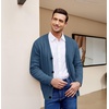 image:imageCOOFANDY Mens Cardigan Sweater Cable Knit V Neck Button up Sweaters Ribbed Cardigan Sweater with PocketsBlue