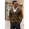 image:imageCOOFANDY Mens Cardigan Sweater Cable Knit V Neck Button up Sweaters Ribbed Cardigan Sweater with PocketsBrown