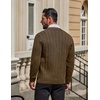 image:imageCOOFANDY Mens Cardigan Sweater Cable Knit V Neck Button up Sweaters Ribbed Cardigan Sweater with PocketsBrown