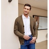 image:imageCOOFANDY Mens Cardigan Sweater Cable Knit V Neck Button up Sweaters Ribbed Cardigan Sweater with PocketsBrown