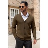 image:imageCOOFANDY Mens Cardigan Sweater Cable Knit V Neck Button up Sweaters Ribbed Cardigan Sweater with PocketsBrown