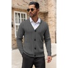 image:imageCOOFANDY Mens Cardigan Sweater Cable Knit V Neck Button up Sweaters Ribbed Cardigan Sweater with PocketsDark Grey