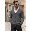 image:imageCOOFANDY Mens Cardigan Sweater Cable Knit V Neck Button up Sweaters Ribbed Cardigan Sweater with PocketsDark Grey