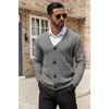 image:imageCOOFANDY Mens Cardigan Sweater Cable Knit V Neck Button up Sweaters Ribbed Cardigan Sweater with PocketsGrey