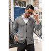 image:imageCOOFANDY Mens Cardigan Sweater Cable Knit V Neck Button up Sweaters Ribbed Cardigan Sweater with PocketsGrey