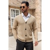 image:imageCOOFANDY Mens Cardigan Sweater Cable Knit V Neck Button up Sweaters Ribbed Cardigan Sweater with PocketsKhaki