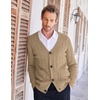 image:imageCOOFANDY Mens Cardigan Sweater Cable Knit V Neck Button up Sweaters Ribbed Cardigan Sweater with PocketsKhaki