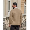 image:imageCOOFANDY Mens Cardigan Sweater Cable Knit V Neck Button up Sweaters Ribbed Cardigan Sweater with PocketsKhaki