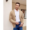 image:imageCOOFANDY Mens Cardigan Sweater Cable Knit V Neck Button up Sweaters Ribbed Cardigan Sweater with PocketsKhaki