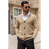 image:imageCOOFANDY Mens Cardigan Sweater Cable Knit V Neck Button up Sweaters Ribbed Cardigan Sweater with PocketsKhaki