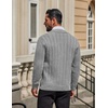 image:imageCOOFANDY Mens Cardigan Sweater Cable Knit V Neck Button up Sweaters Ribbed Cardigan Sweater with PocketsLight Grey