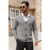 image:imageCOOFANDY Mens Cardigan Sweater Cable Knit V Neck Button up Sweaters Ribbed Cardigan Sweater with PocketsLight Grey