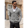 image:imageCOOFANDY Mens Cardigan Sweater Cable Knit V Neck Button up Sweaters Ribbed Cardigan Sweater with PocketsLight Grey