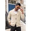 image:imageCOOFANDY Mens Cardigan Sweater Cable Knit V Neck Button up Sweaters Ribbed Cardigan Sweater with PocketsLight Khaki