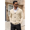 image:imageCOOFANDY Mens Cardigan Sweater Cable Knit V Neck Button up Sweaters Ribbed Cardigan Sweater with PocketsLight Khaki