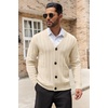 image:imageCOOFANDY Mens Cardigan Sweater Cable Knit V Neck Button up Sweaters Ribbed Cardigan Sweater with PocketsLight Khaki