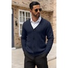 image:imageCOOFANDY Mens Cardigan Sweater Cable Knit V Neck Button up Sweaters Ribbed Cardigan Sweater with PocketsNavy Blue