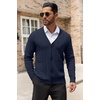 image:imageCOOFANDY Mens Cardigan Sweater Cable Knit V Neck Button up Sweaters Ribbed Cardigan Sweater with PocketsNavy Blue