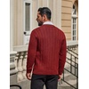 image:imageCOOFANDY Mens Cardigan Sweater Cable Knit V Neck Button up Sweaters Ribbed Cardigan Sweater with PocketsRed