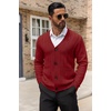 image:imageCOOFANDY Mens Cardigan Sweater Cable Knit V Neck Button up Sweaters Ribbed Cardigan Sweater with PocketsRed
