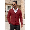 image:imageCOOFANDY Mens Cardigan Sweater Cable Knit V Neck Button up Sweaters Ribbed Cardigan Sweater with PocketsRed