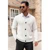 image:imageCOOFANDY Mens Cardigan Sweater Cable Knit V Neck Button up Sweaters Ribbed Cardigan Sweater with PocketsWhite