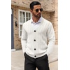 image:imageCOOFANDY Mens Cardigan Sweater Cable Knit V Neck Button up Sweaters Ribbed Cardigan Sweater with PocketsWhite