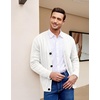 image:imageCOOFANDY Mens Cardigan Sweater Cable Knit V Neck Button up Sweaters Ribbed Cardigan Sweater with PocketsWhite
