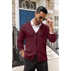 image:imageCOOFANDY Mens Cardigan Sweater Cable Knit V Neck Button up Sweaters Ribbed Cardigan Sweater with PocketsWine Red