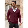 image:imageCOOFANDY Mens Cardigan Sweater Cable Knit V Neck Button up Sweaters Ribbed Cardigan Sweater with PocketsWine Red