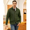image:imageCOOFANDY Mens Cardigan Sweater Slim Fit Stand Collar Cardigan Casual Cable Knitted Button Down Sweater with PocketsArmy Green
