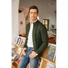image:imageCOOFANDY Mens Cardigan Sweater Slim Fit Stand Collar Cardigan Casual Cable Knitted Button Down Sweater with PocketsArmy Green