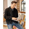image:imageCOOFANDY Mens Cardigan Sweater Slim Fit Stand Collar Cardigan Casual Cable Knitted Button Down Sweater with PocketsBlack