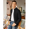 image:imageCOOFANDY Mens Cardigan Sweater Slim Fit Stand Collar Cardigan Casual Cable Knitted Button Down Sweater with PocketsBlack