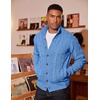 image:imageCOOFANDY Mens Cardigan Sweater Slim Fit Stand Collar Cardigan Casual Cable Knitted Button Down Sweater with PocketsBlue