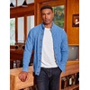 image:imageCOOFANDY Mens Cardigan Sweater Slim Fit Stand Collar Cardigan Casual Cable Knitted Button Down Sweater with PocketsBlue