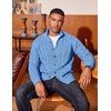 image:imageCOOFANDY Mens Cardigan Sweater Slim Fit Stand Collar Cardigan Casual Cable Knitted Button Down Sweater with PocketsBlue