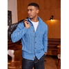 image:imageCOOFANDY Mens Cardigan Sweater Slim Fit Stand Collar Cardigan Casual Cable Knitted Button Down Sweater with PocketsBlue