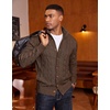 image:imageCOOFANDY Mens Cardigan Sweater Slim Fit Stand Collar Cardigan Casual Cable Knitted Button Down Sweater with PocketsCoffee Brown