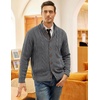 image:imageCOOFANDY Mens Cardigan Sweater Slim Fit Stand Collar Cardigan Casual Cable Knitted Button Down Sweater with PocketsDark Grey