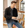 image:imageCOOFANDY Mens Cardigan Sweater Slim Fit Stand Collar Cardigan Casual Cable Knitted Button Down Sweater with PocketsDark Grey