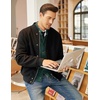 image:imageCOOFANDY Mens Cardigan Sweater Slim Fit Stand Collar Cardigan Casual Cable Knitted Button Down Sweater with PocketsGreen