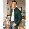image:imageCOOFANDY Mens Cardigan Sweater Slim Fit Stand Collar Cardigan Casual Cable Knitted Button Down Sweater with PocketsGreen