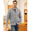 image:imageCOOFANDY Mens Cardigan Sweater Slim Fit Stand Collar Cardigan Casual Cable Knitted Button Down Sweater with PocketsGrey